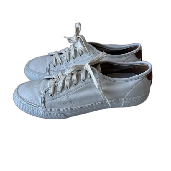 FRYE Gia Low Lace White Leather Sneakers Shoes Size 7.5 - Picture 2 of 12